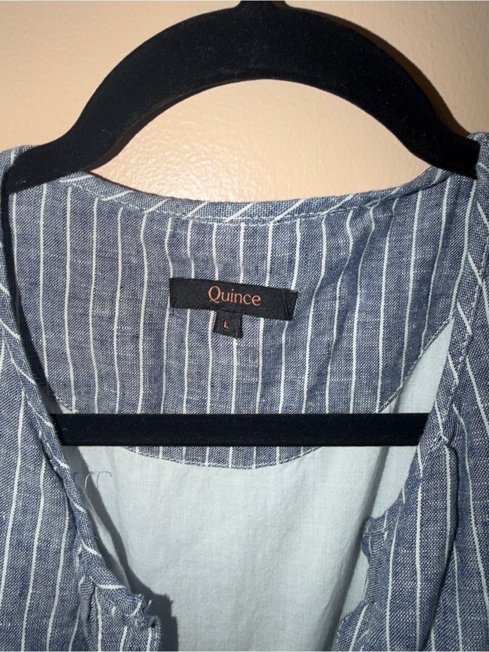 Quince Chambray Striped Linen Tiered Maxi dress - Picture 2 of 9
